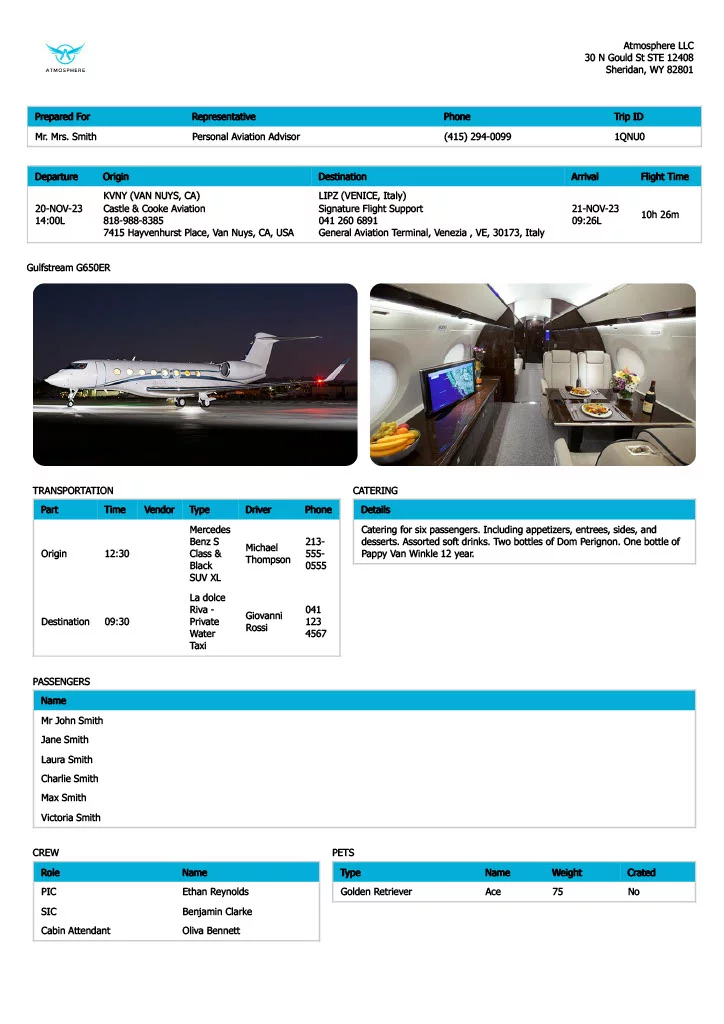 Itinerary and Updates